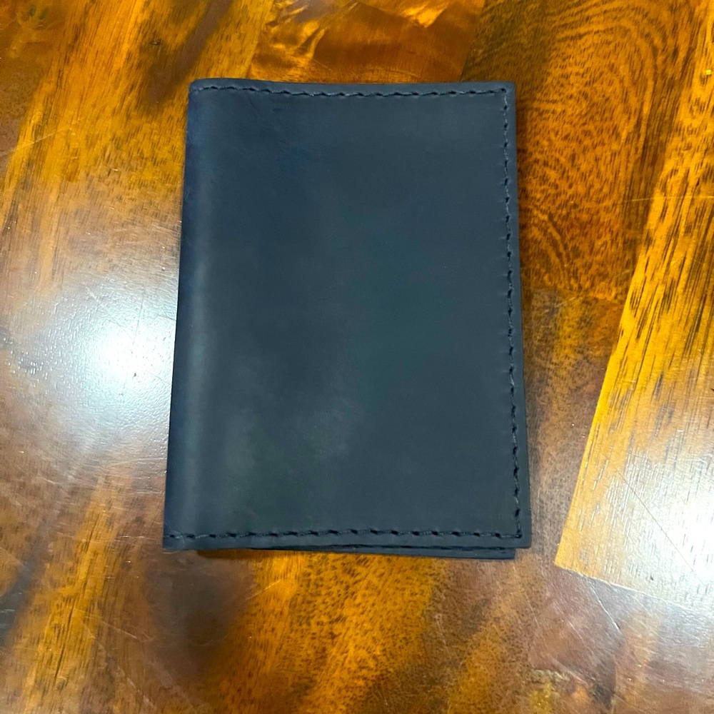 New! Portland Leather Goods | Navy Blue Leather Passport Holder + Wallet